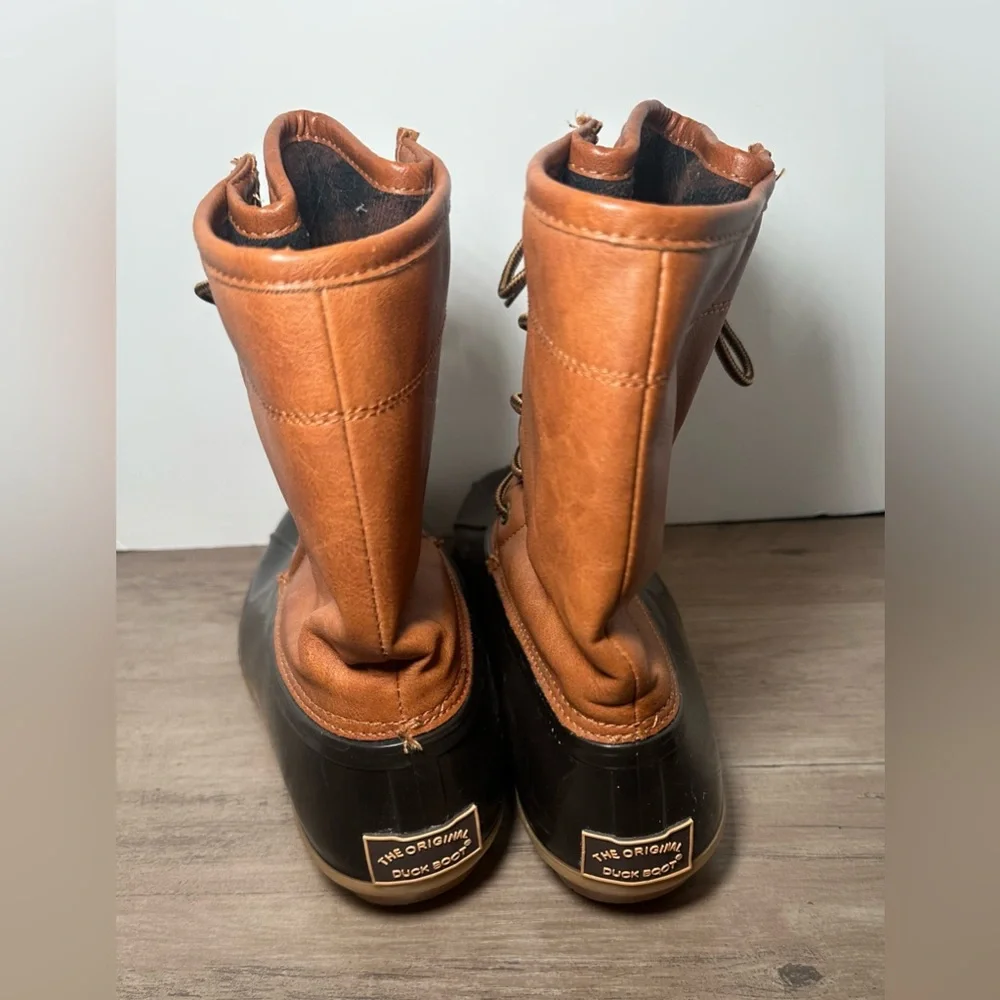 Women's Two-Tone Brown and Black Winter Rain Boots